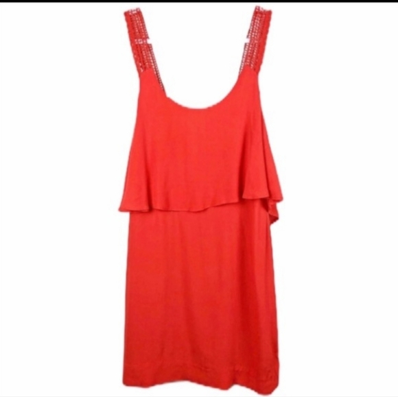 Anthropologie Maeve Red Tisana Crochet Strap Dress - Picture 7 of 12